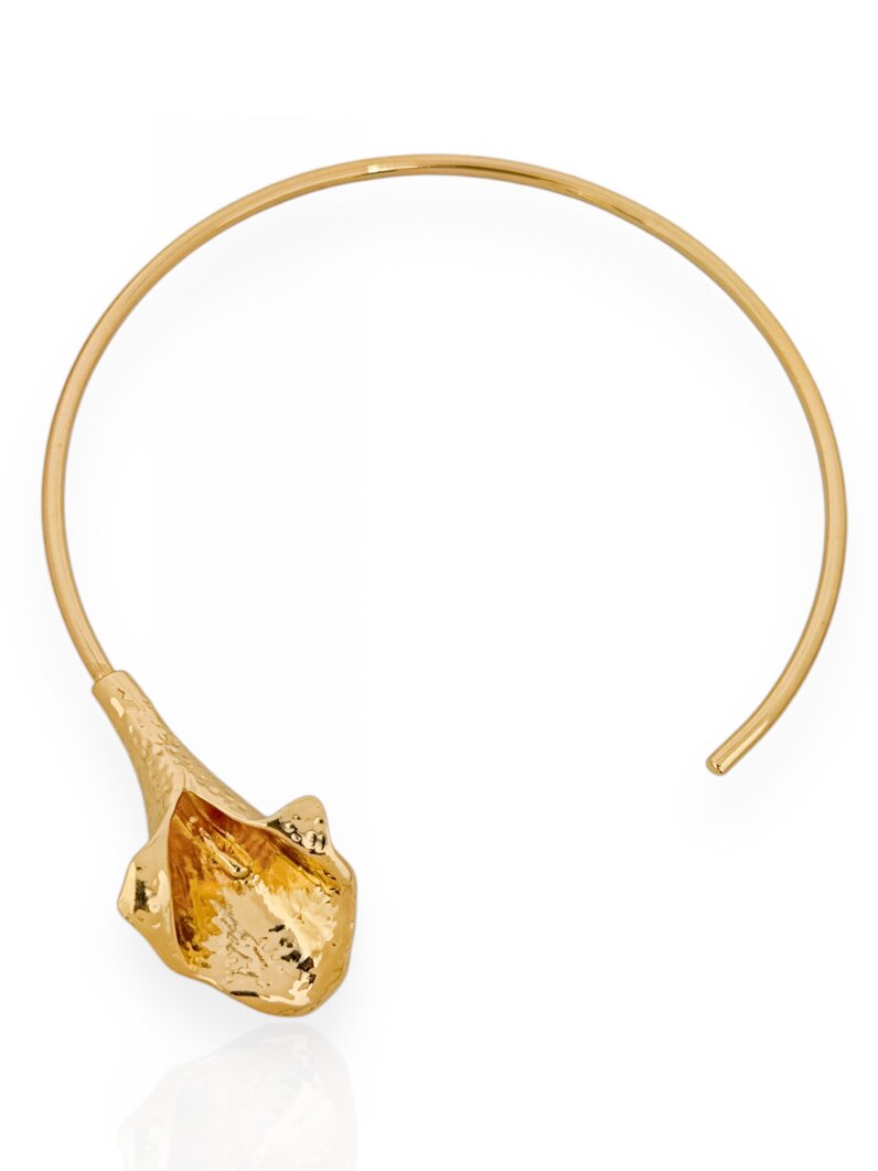 Colar Folheado a Ouro 18k e Prata 925 Aro Liso com Lírio-de-arum'