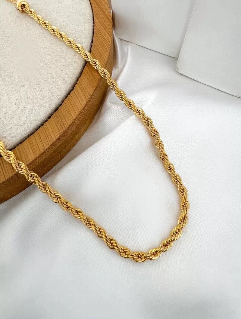Colar Folheado a Ouro 18k e Prata 925 Cordão Baiano