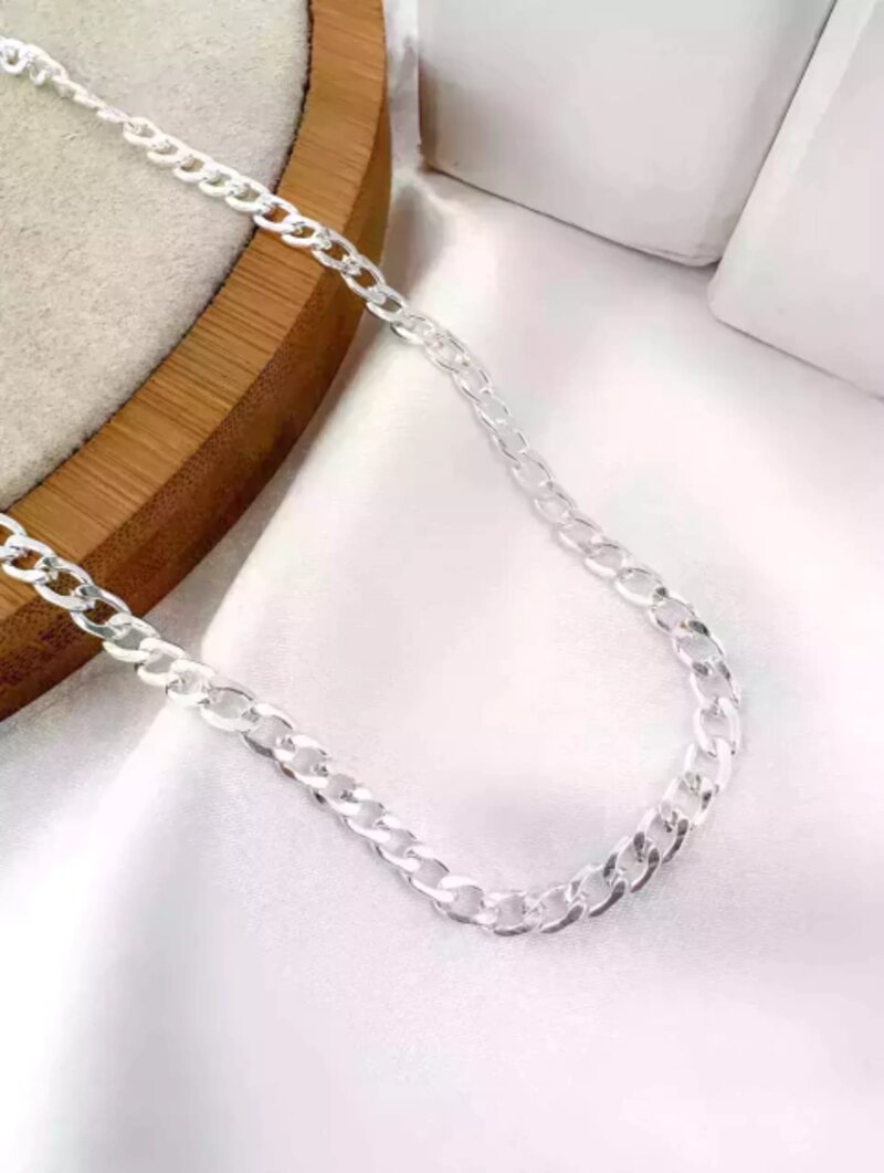 COLAR FOLHEADO A OURO 18K E PRATA 925 CORRENTE ELO.