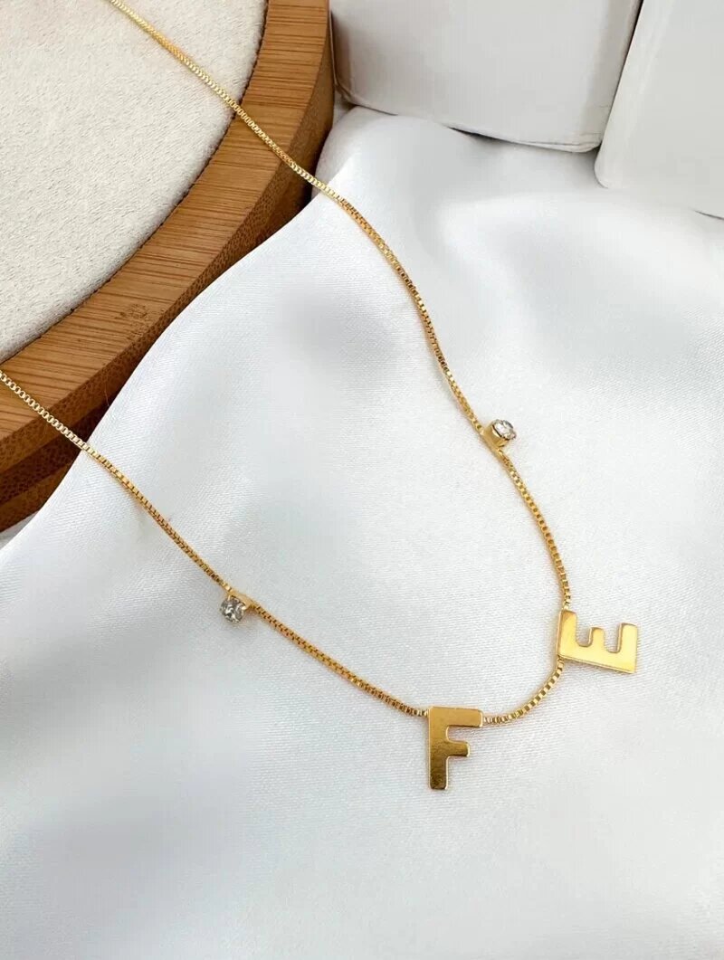 colar folheado a ouro 18k e prata 925 fé com ponto de luz