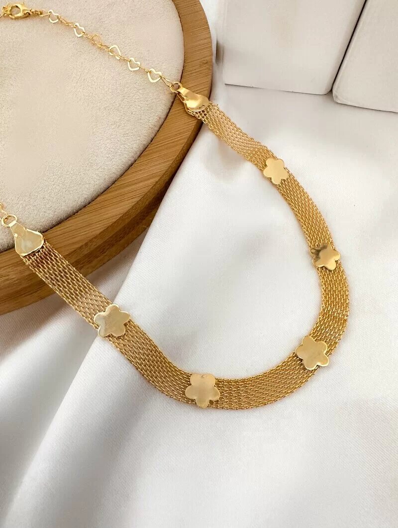 Colar Folheado a Ouro 18k e Prata 925 Manta com Estrelas