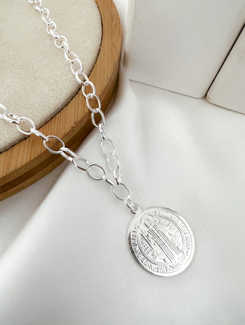 Colar Folheado a Ouro 18k e Prata 925 Pingente São Bento