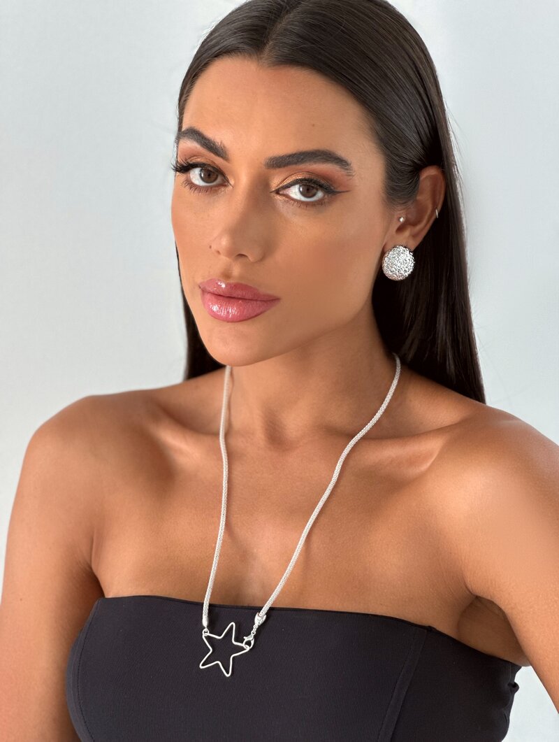 Colar Folheado a Ouro 18k e Prata 925 Rabo de Tatu com Estrela Vazada