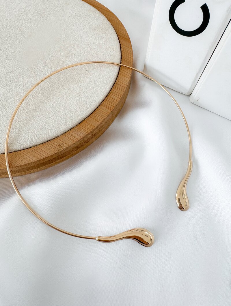 Colar Folheado a Ouro 18k e Prata Aro com Gotas Lisas