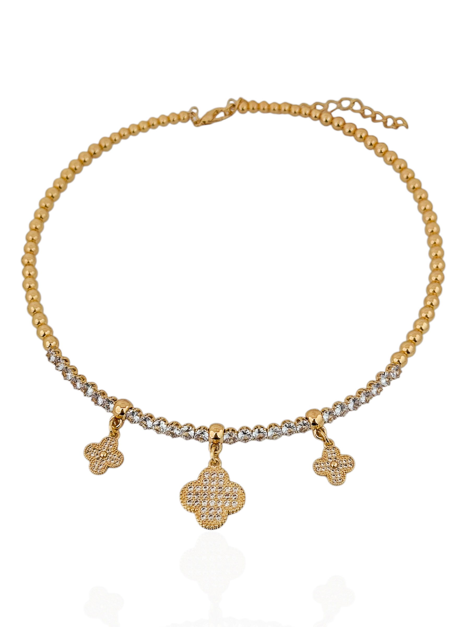 Colar Folheado a Ouro 18k e Prata Aro Com Inspiração Cravejado