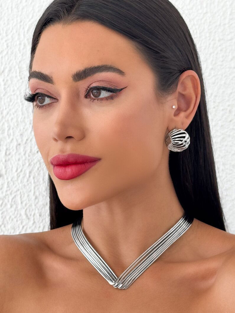 Colar Folheado a Ouro 18k e Prata Aro Fios Design V