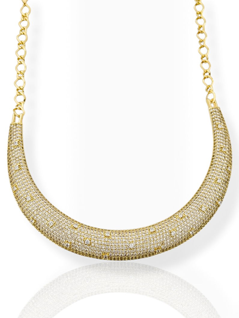 Colar Folheado a Ouro 18k e Prata Aro Max Cravejado