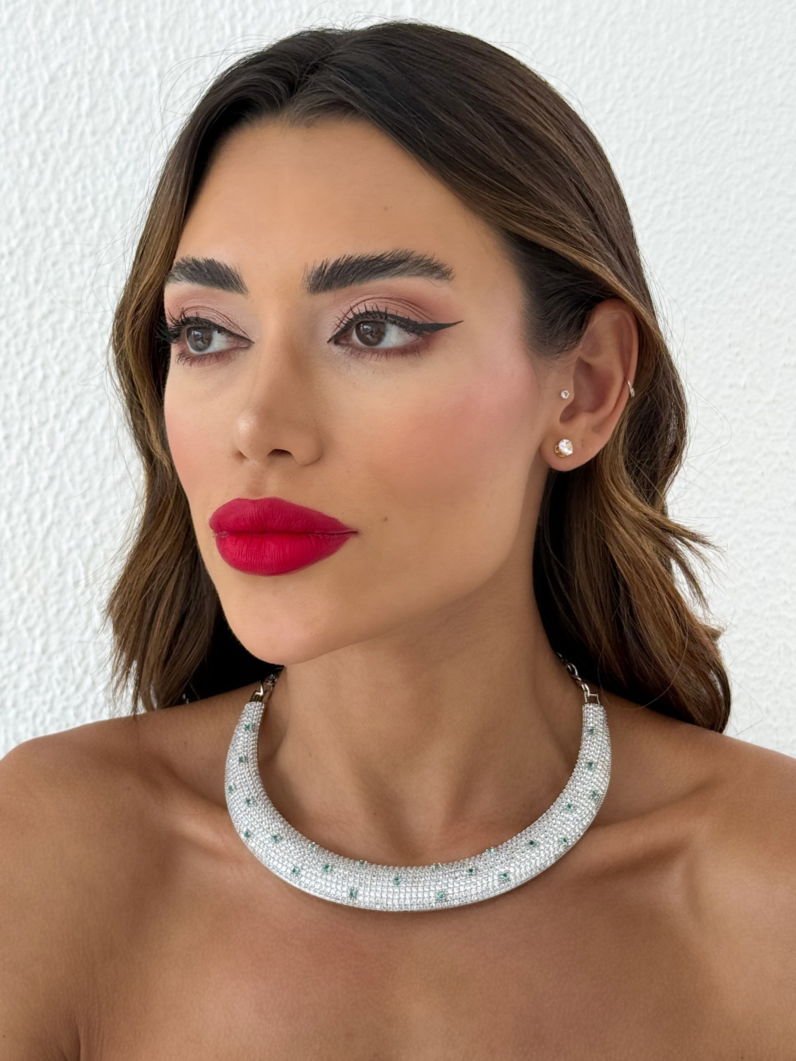 Colar Folheado a Ouro 18k e Prata Aro Max Cravejado
