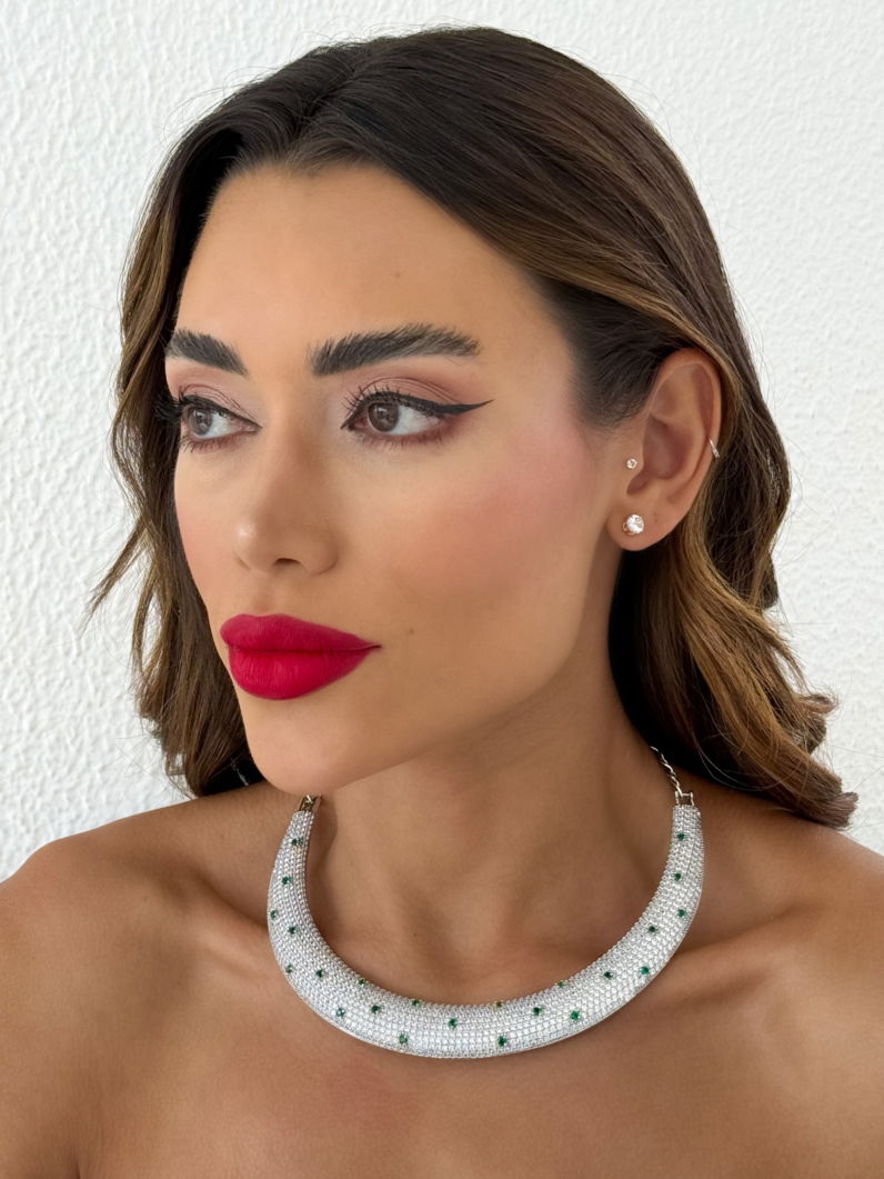 Colar Folheado a Ouro 18k e Prata Aro Max Cravejado