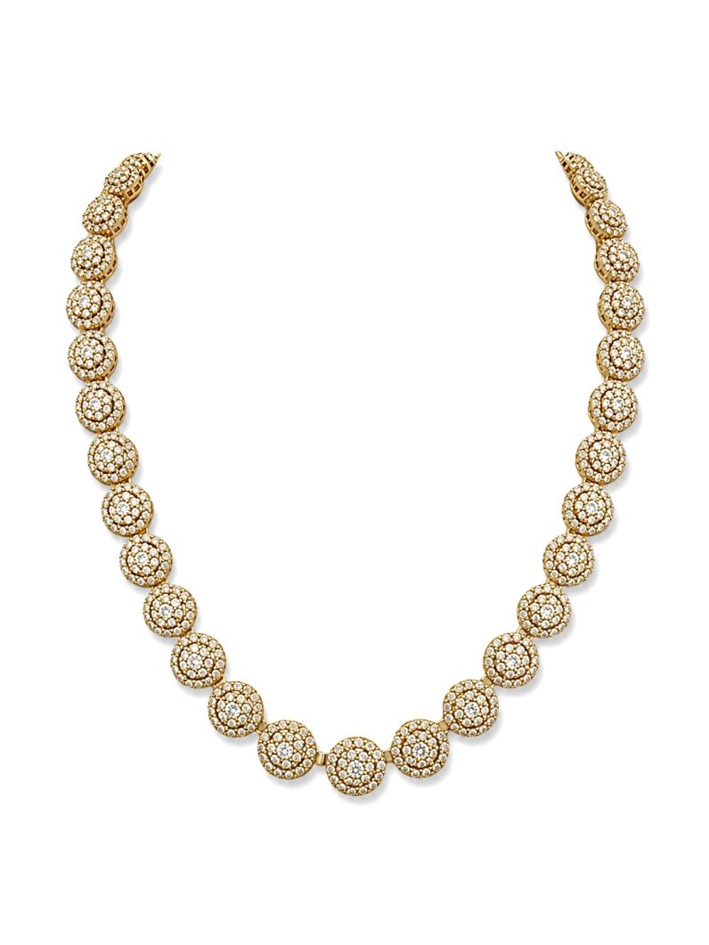 Colar Folheado a Ouro 18k e Prata Circulos Cravejados