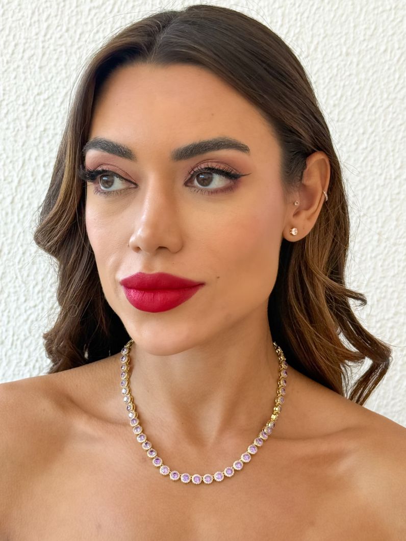 Colar Folheado a Ouro 18k e Prata Círculos de Zircônia