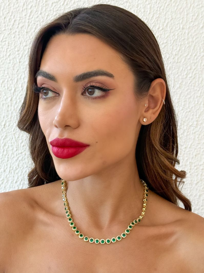 Colar Folheado a Ouro 18k e Prata Círculos de Zircônia