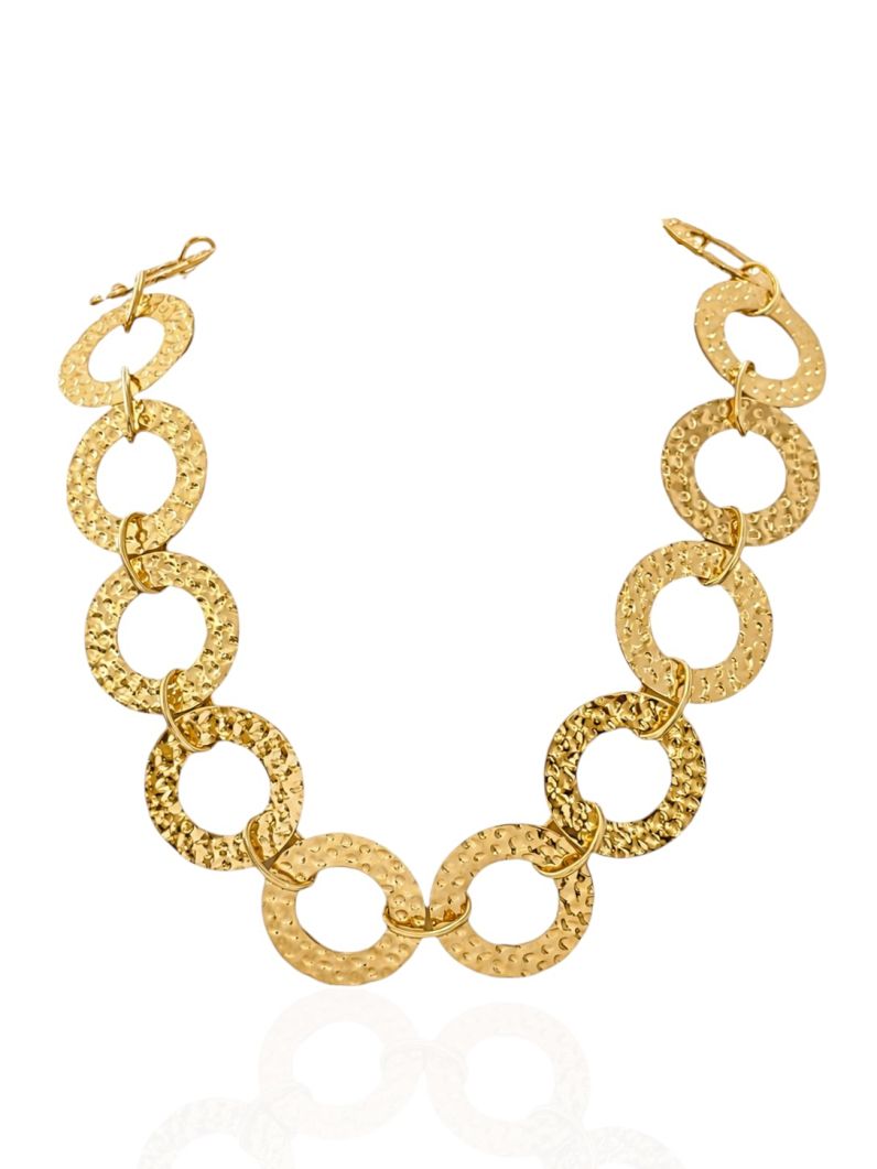 Colar Folheado a Ouro 18k e Prata Círculos Martelados