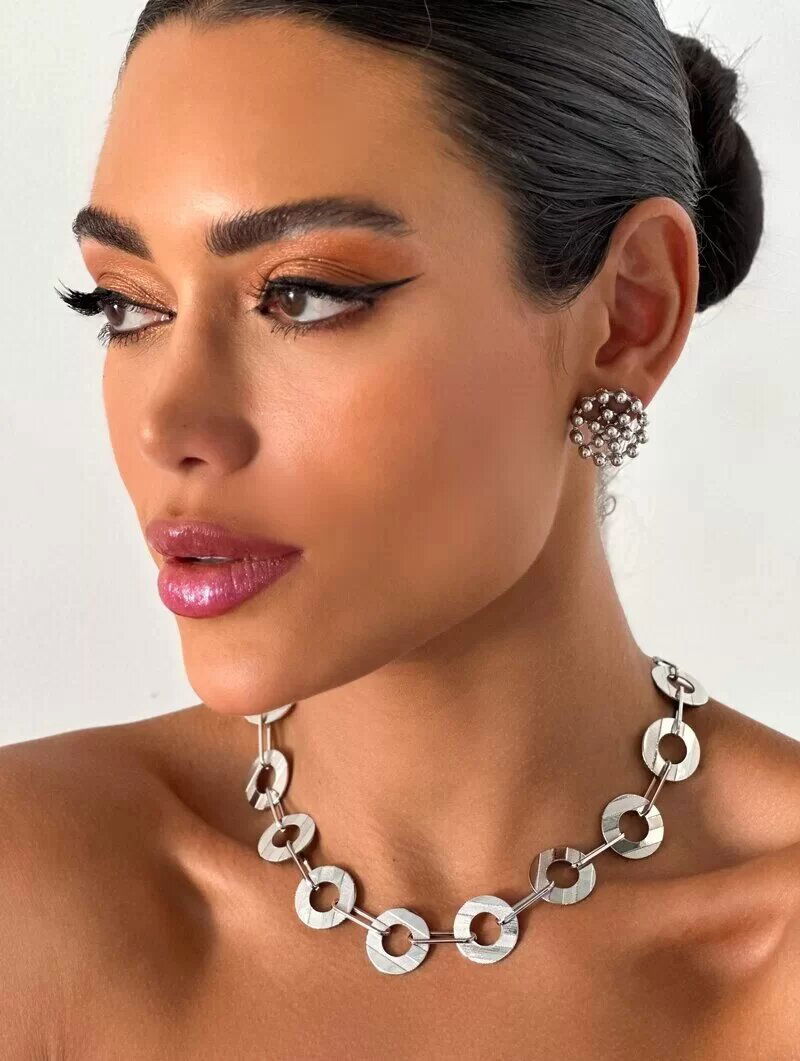 Colar Folheado a Ouro 18k e Prata Circulos Trabalhados com Entremeios