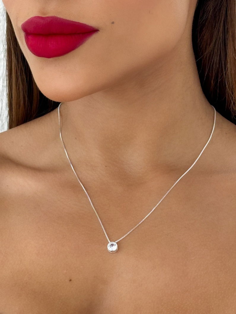 Colar Folheado a Ouro 18k e Prata Com Ponto de Luz Encapsulado P