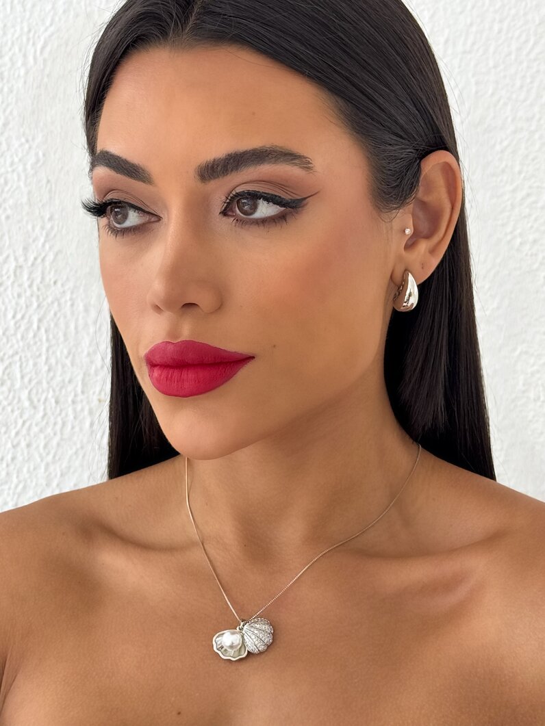 Colar Folheado a ouro 18K e Prata Concha Com Pérola