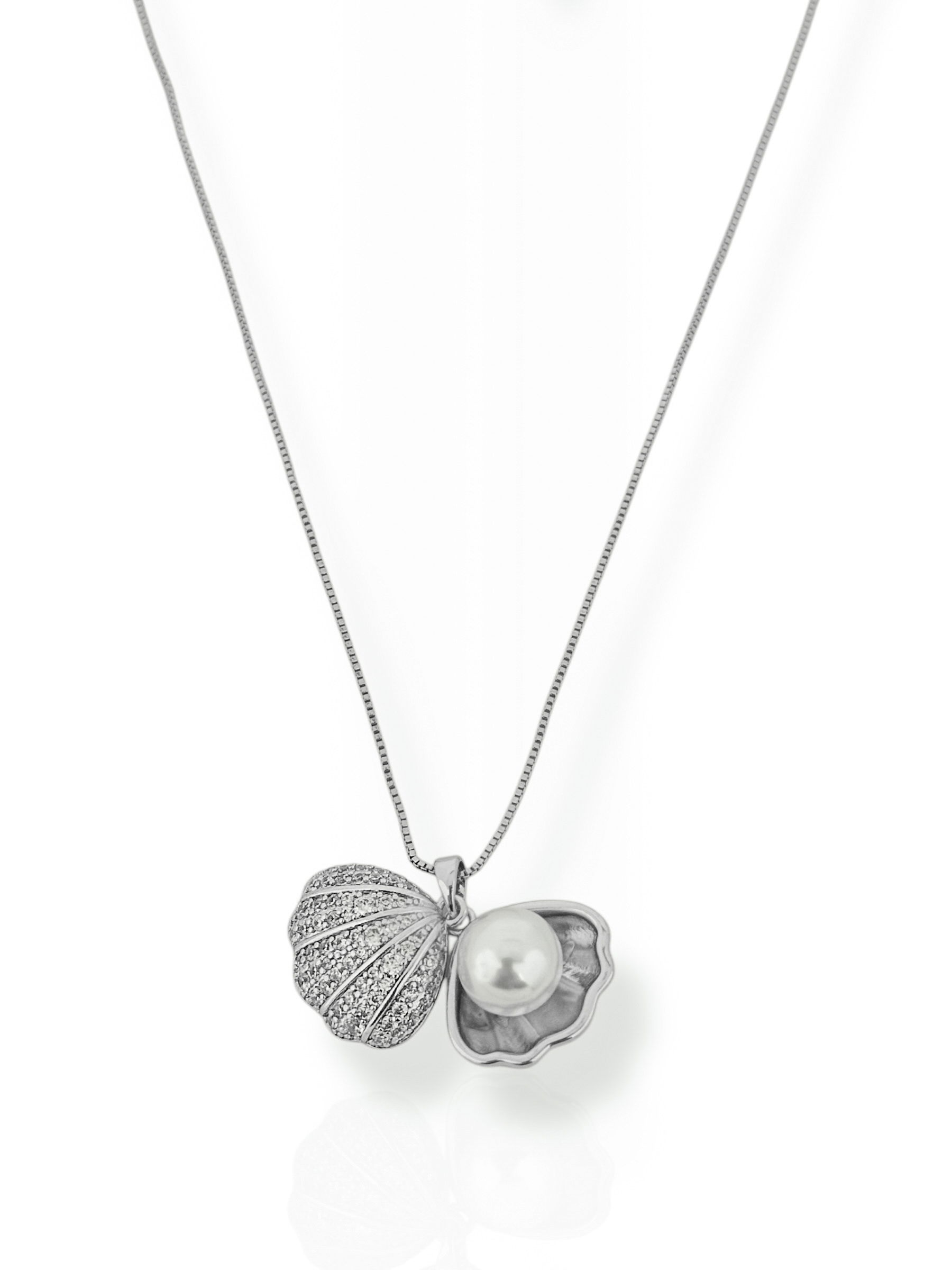 Colar Folheado a ouro 18K e Prata Concha Com Pérola