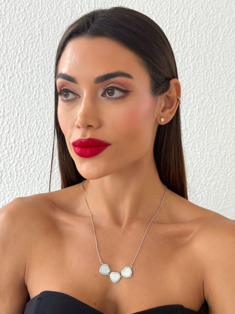Colar Folheado a Ouro 18k e Prata Coração Triplo