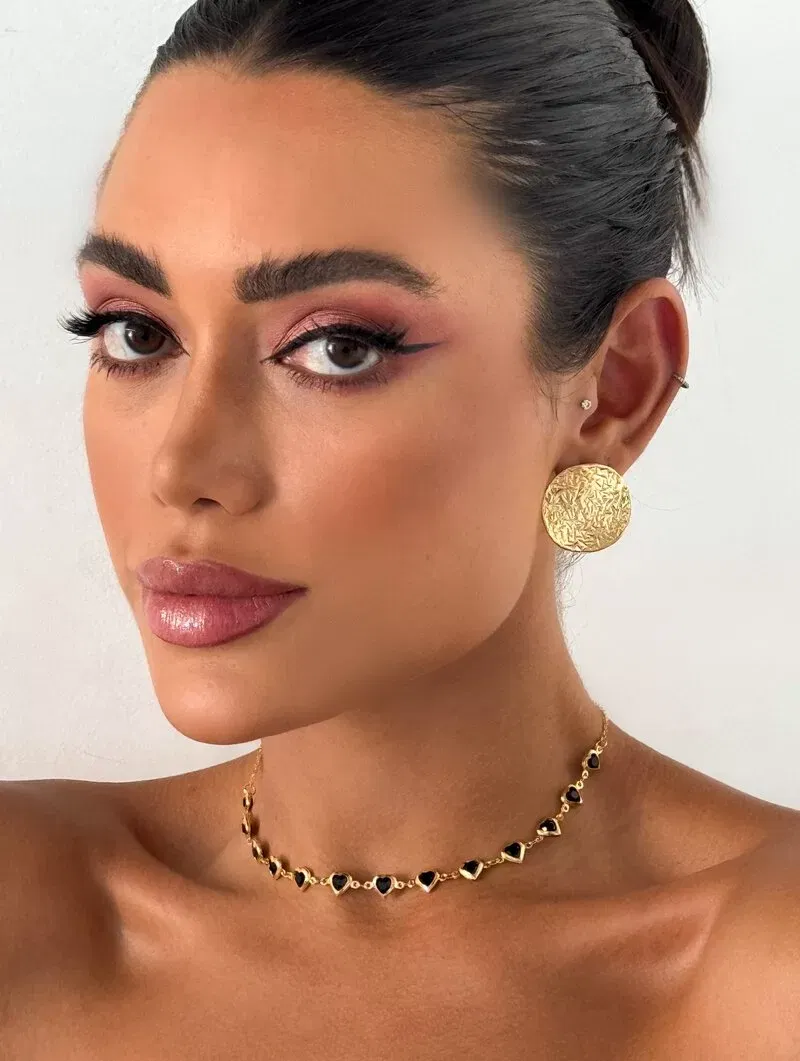 Colar Folheado a Ouro 18k e Prata Corações de Zircônia