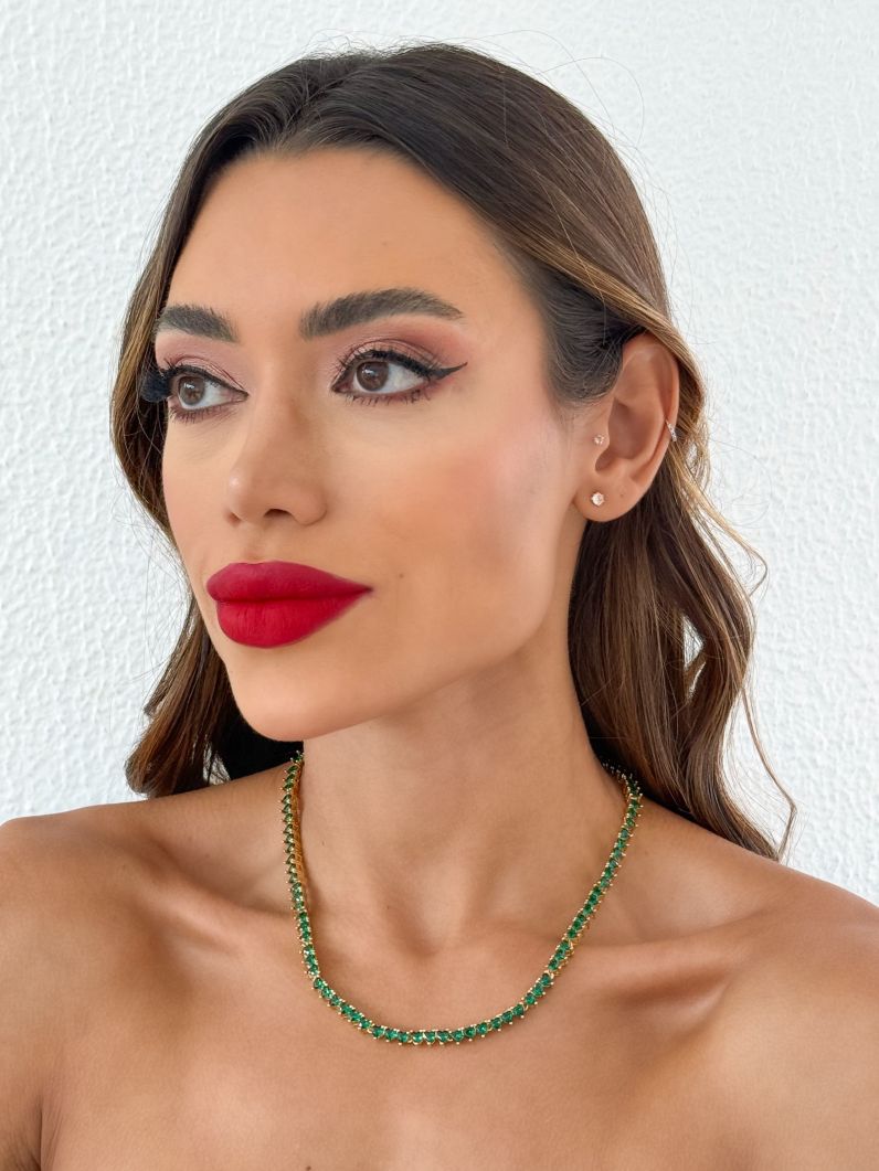 Colar Folheado a Ouro 18k e Prata Corações de Zircônia