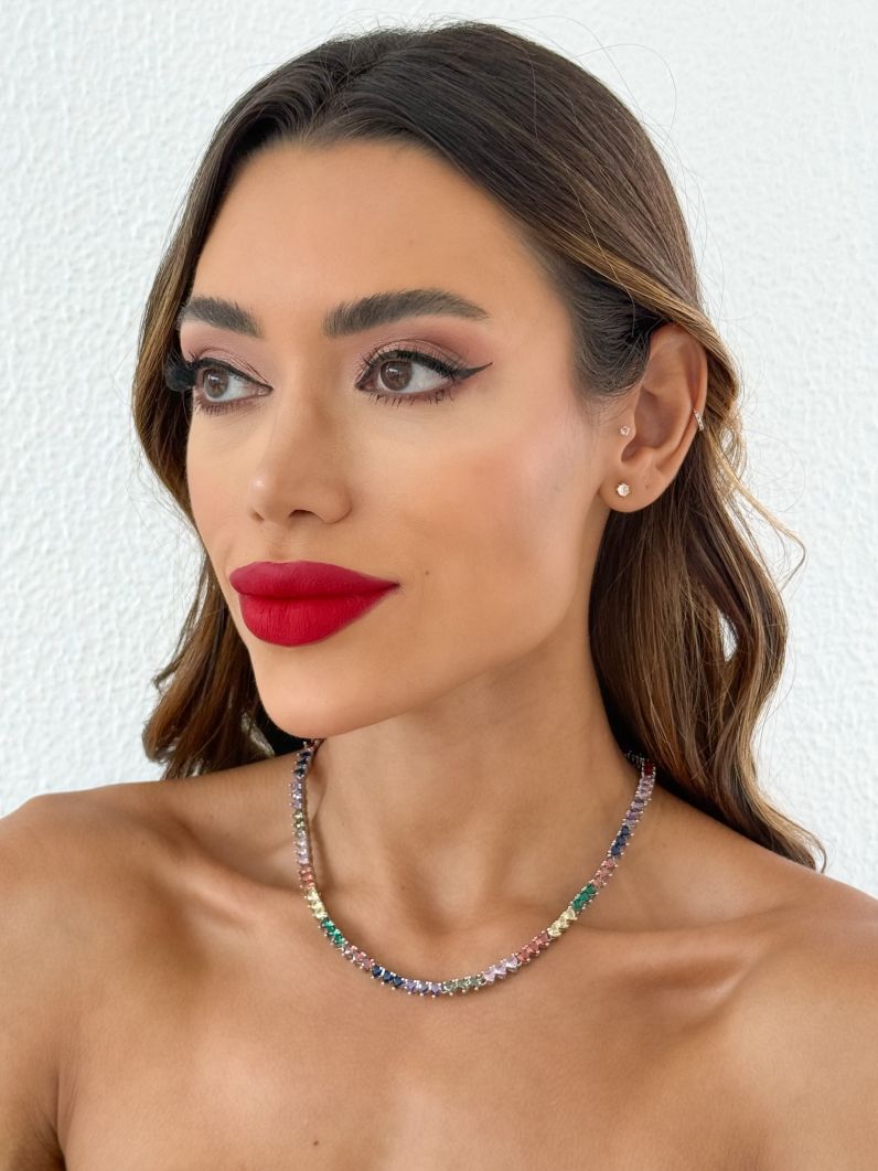Colar Folheado a Ouro 18k e Prata Corações de Zircônia