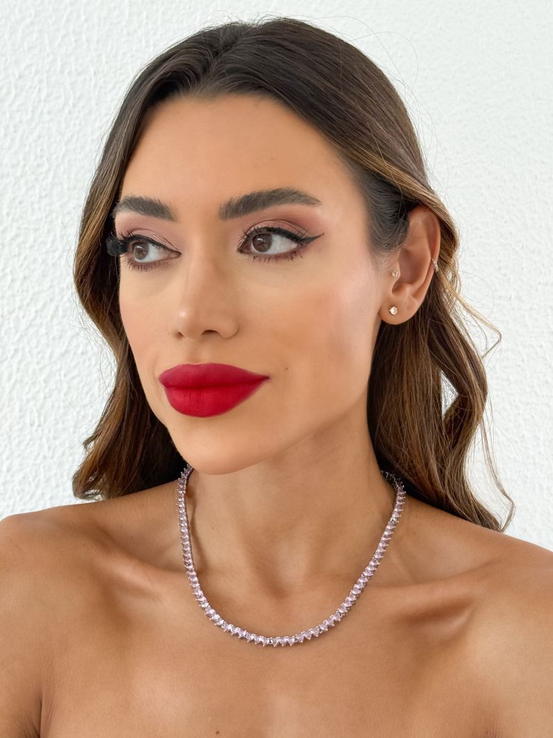 Colar Folheado a Ouro 18k e Prata Corações de Zircônia