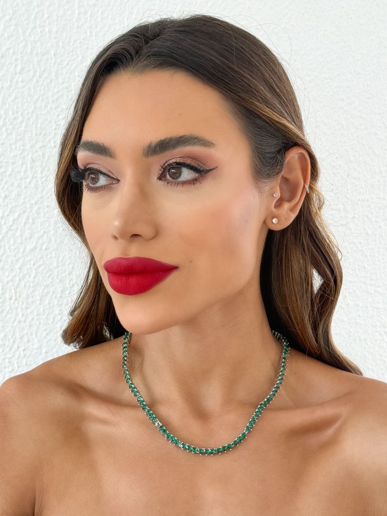 Colar Folheado a Ouro 18k e Prata Corações de Zircônia