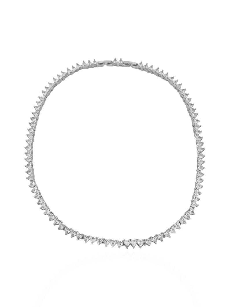 Colar Folheado a Ouro 18k e Prata Corações de Zircônia