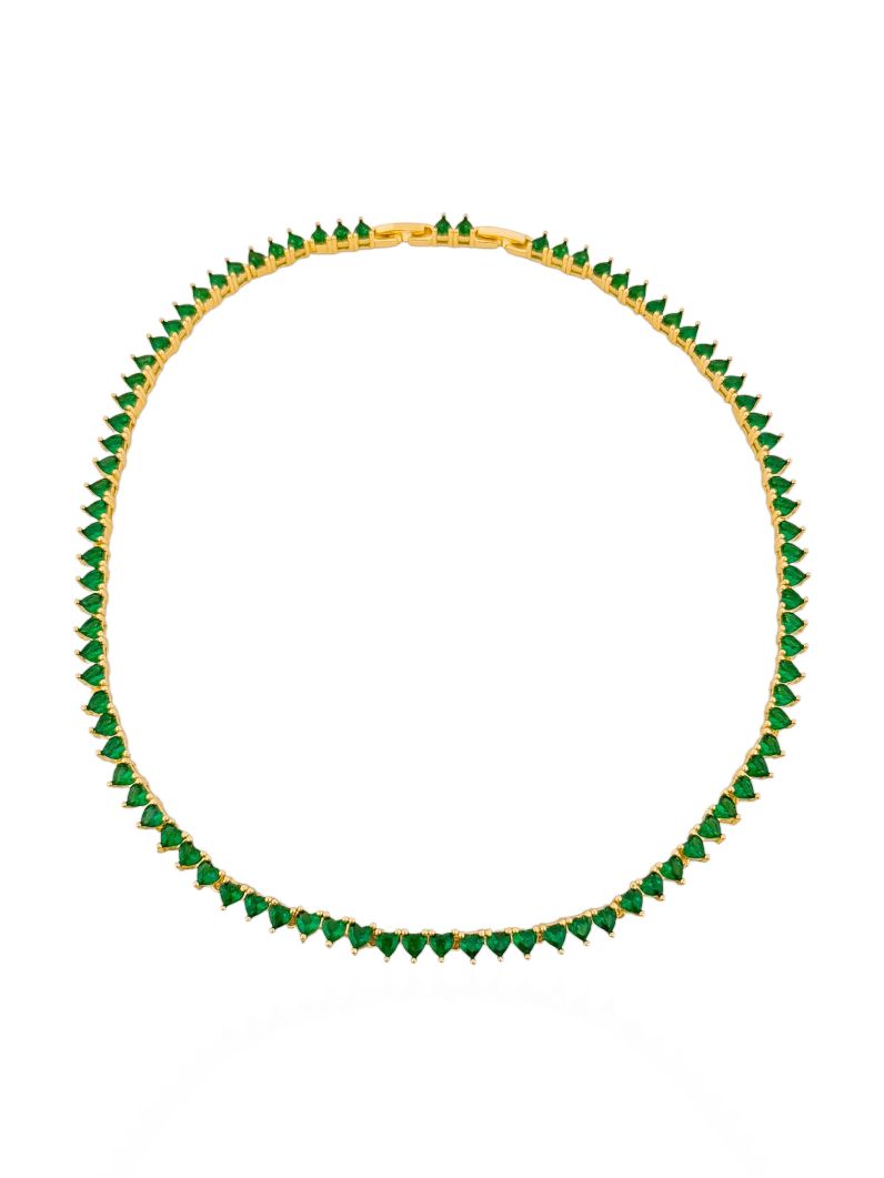 Colar Folheado a Ouro 18k e Prata Corações de Zircônia