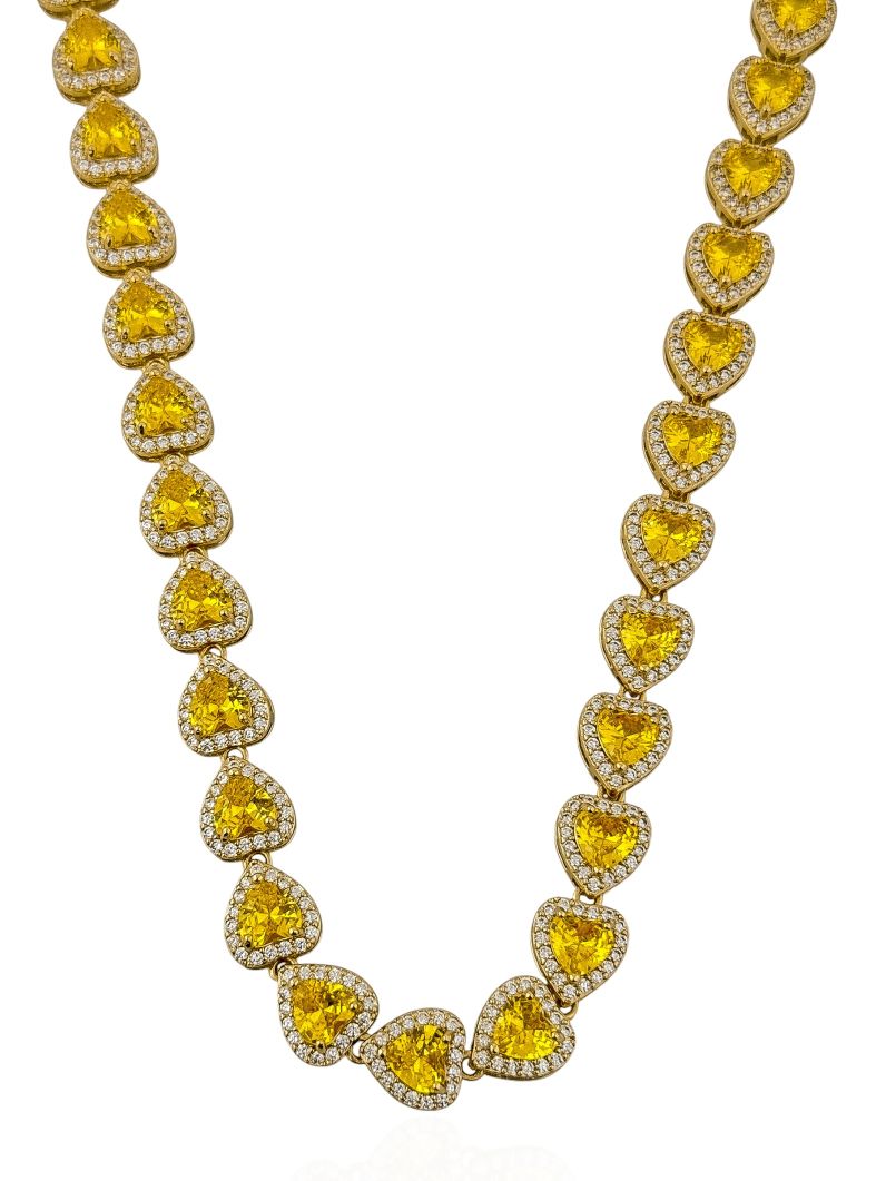 Colar Folheado a Ouro 18k e Prata Corações de Zirconia
