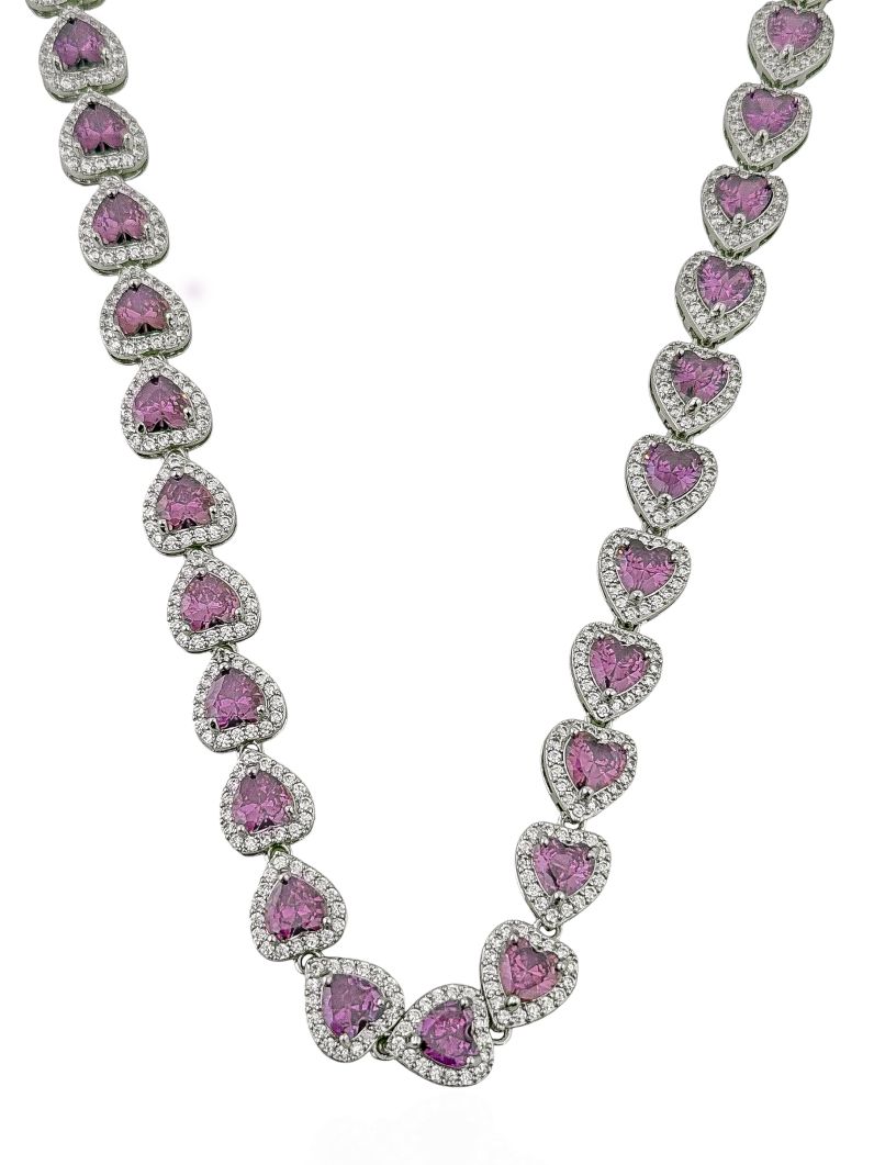 Colar Folheado a Ouro 18k e Prata Corações de Zirconia