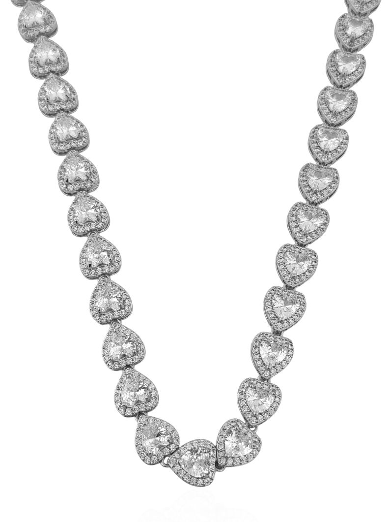 Colar Folheado a Ouro 18k e Prata Corações de Zirconia