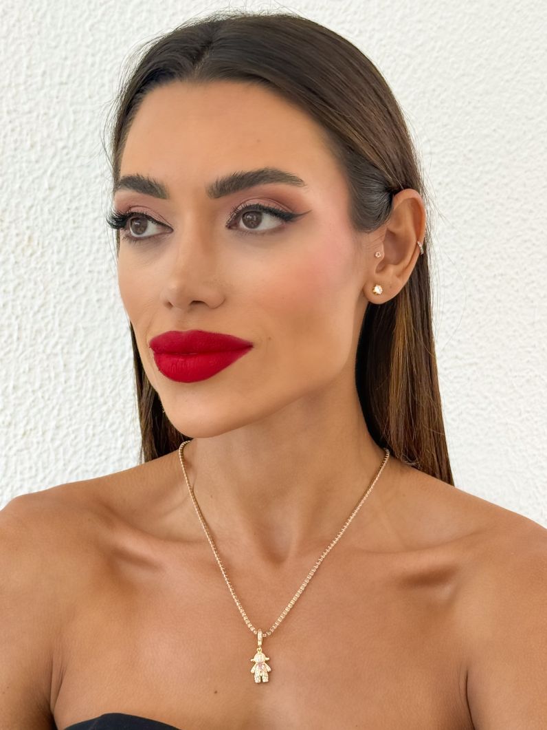 Colar Folheado a Ouro 18k e Prata Cordão Cravejado Com Criança