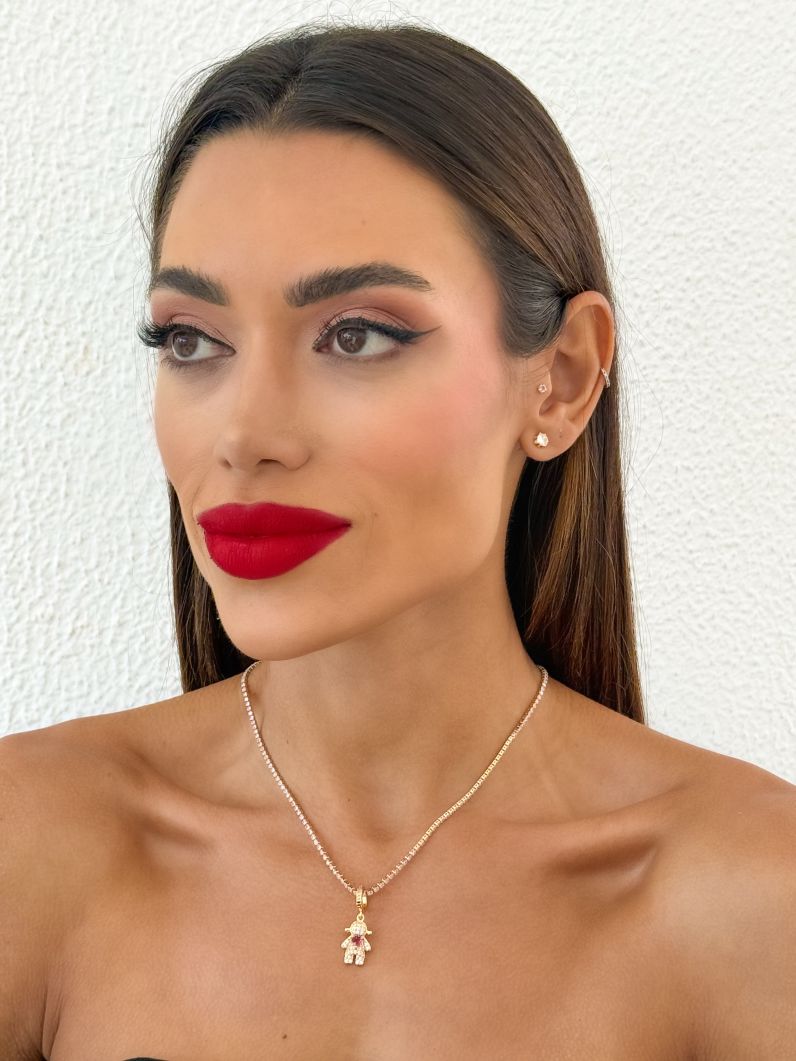 Colar Folheado a Ouro 18k e Prata Cordão Cravejado Com Criança