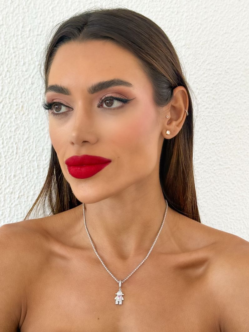 Colar Folheado a Ouro 18k e Prata Cordão Cravejado Com Criança