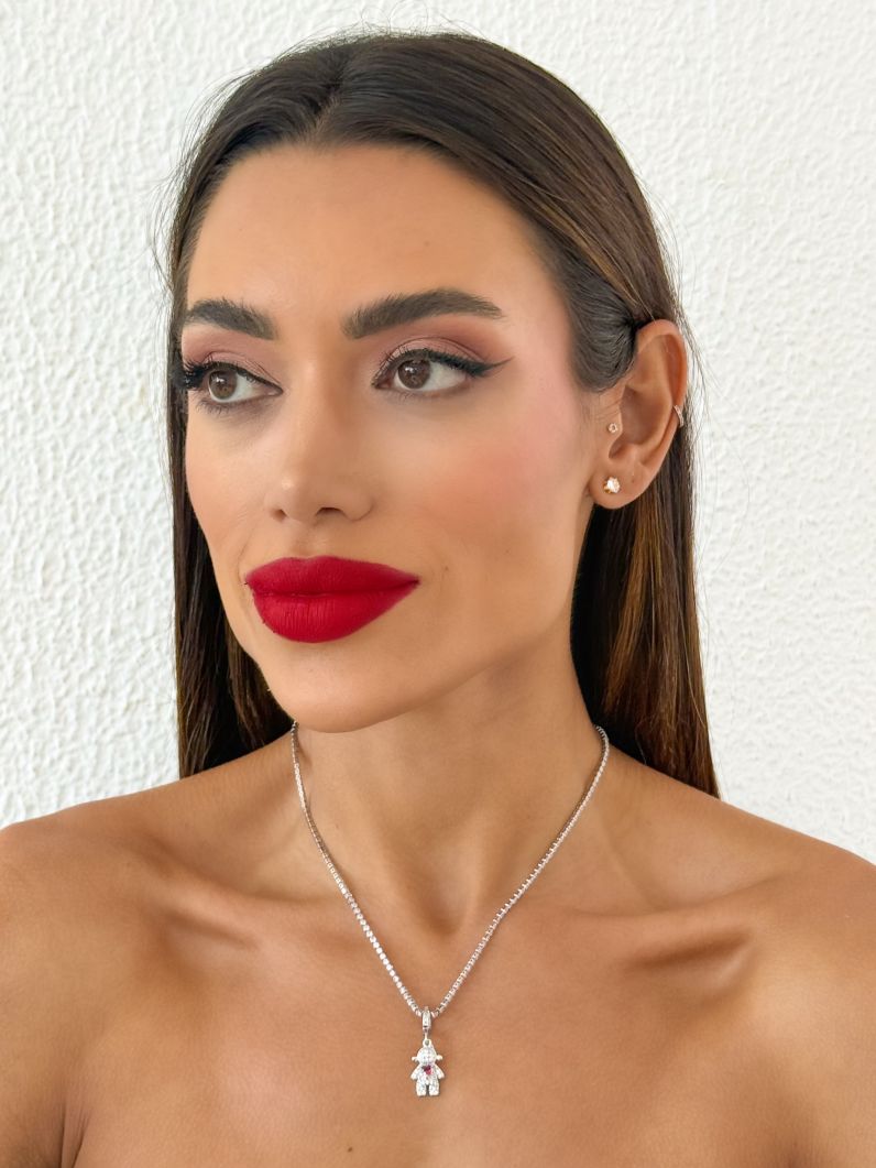 Colar Folheado a Ouro 18k e Prata Cordão Cravejado Com Criança