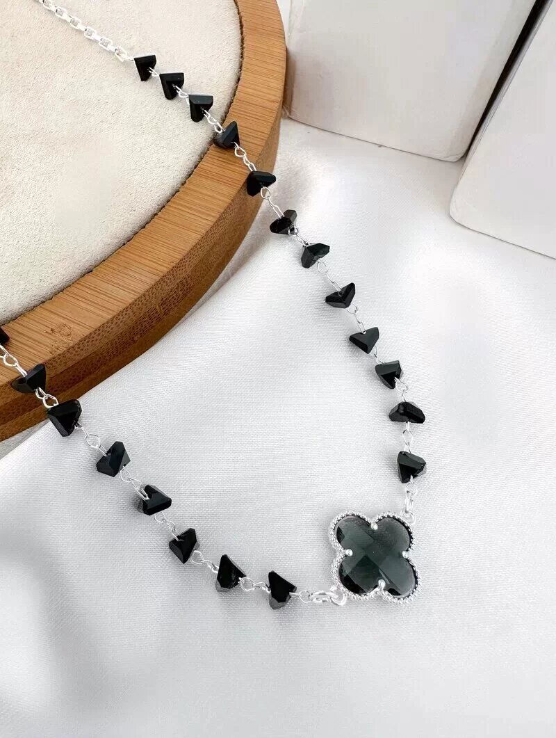 Colar Folheado a Ouro 18k e Prata Corrente com Cristais e Pingente Inspiração