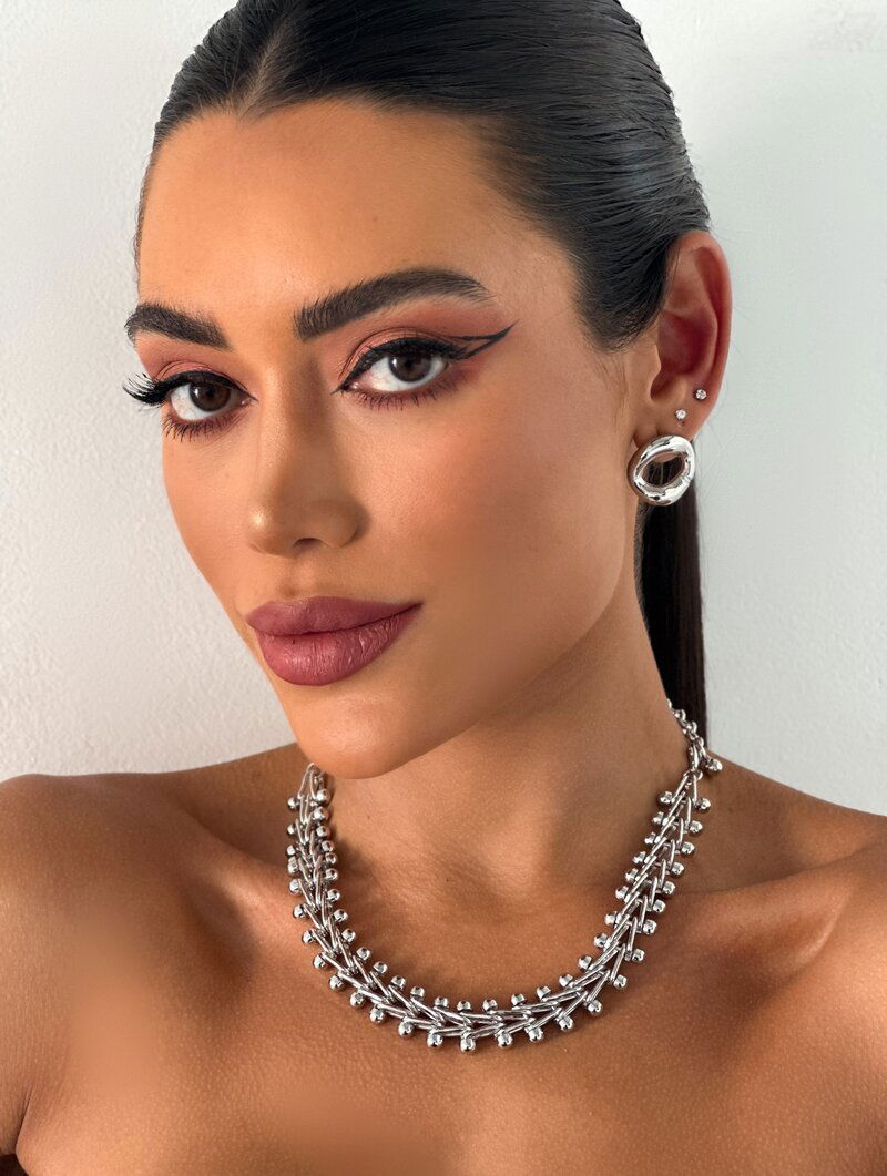 Colar Folheado a Ouro 18k e Prata Corrente com Elos Duplo e Esferas Lisas