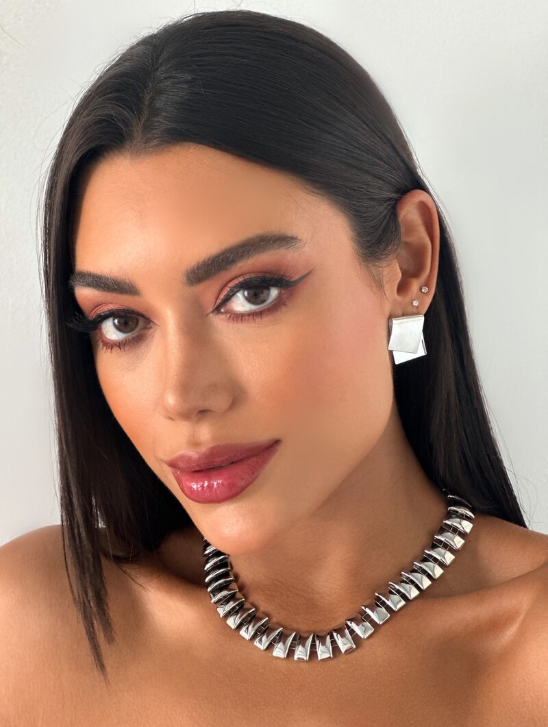 Colar Folheado a Ouro 18k e Prata Corrente com Retangulos e Entremeios