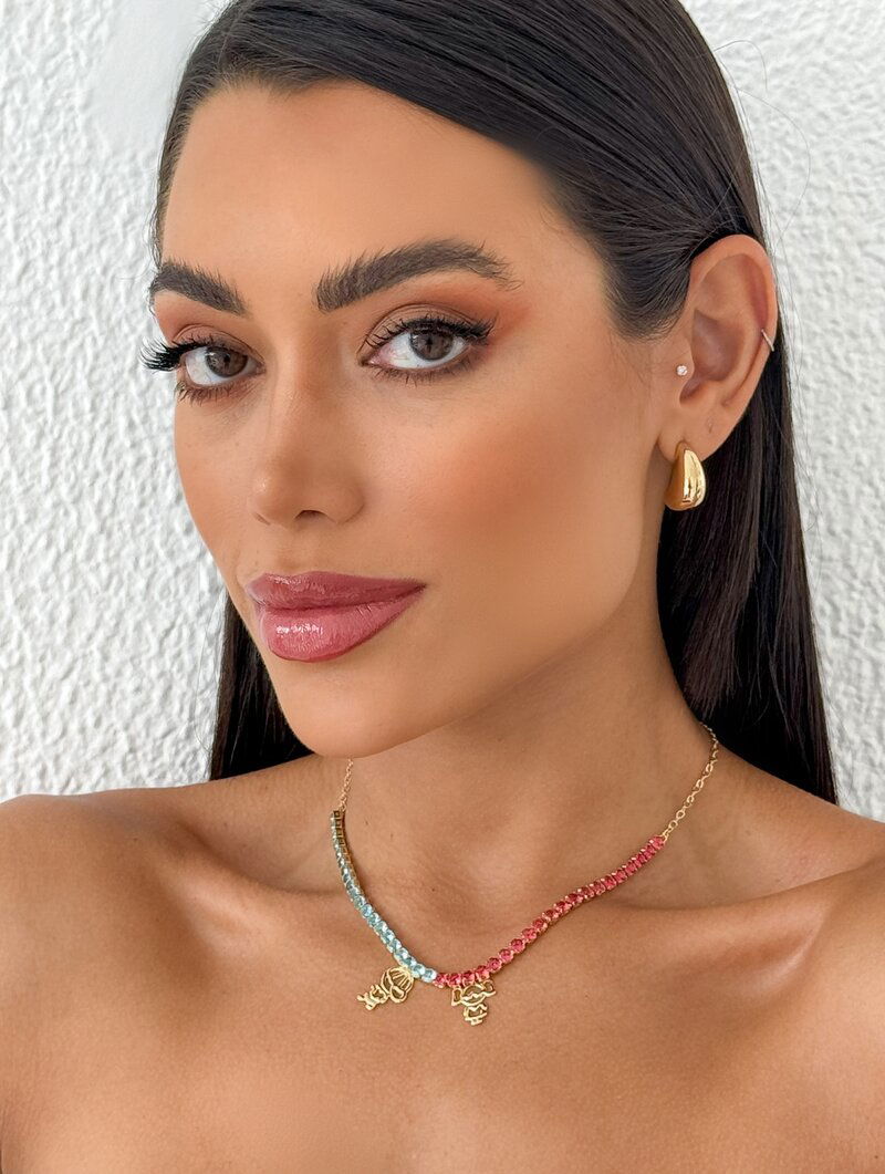 Colar Folheado a Ouro 18k e Prata Corrente com Zircônias com Criança