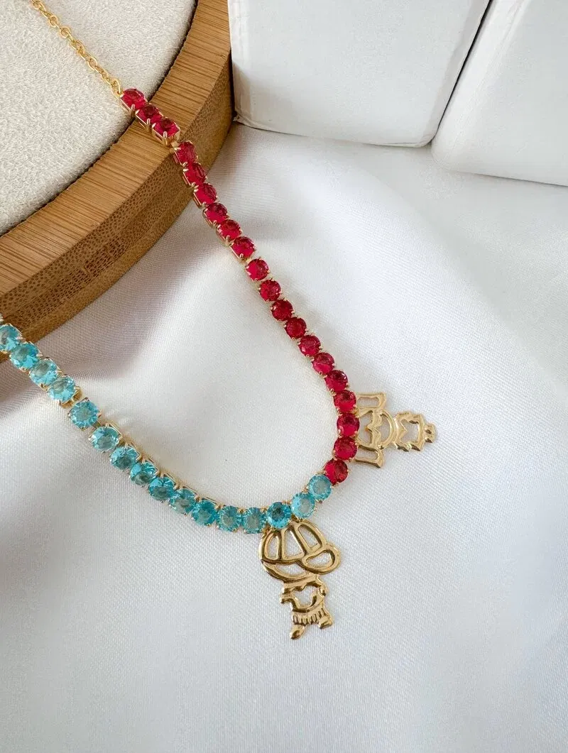 Colar Folheado a Ouro 18k e Prata Corrente com Zircônias com Criança