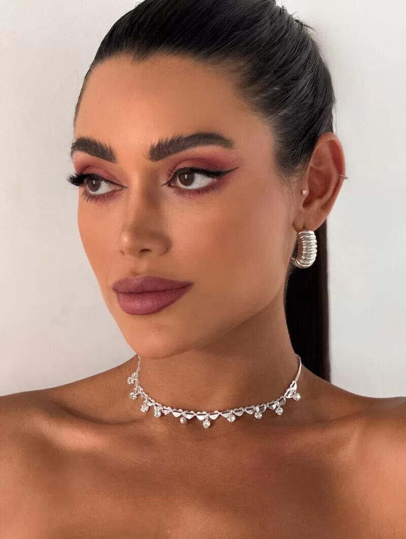 Colar Folheado a Ouro 18k e Prata Corrente de Corações com Zircônias