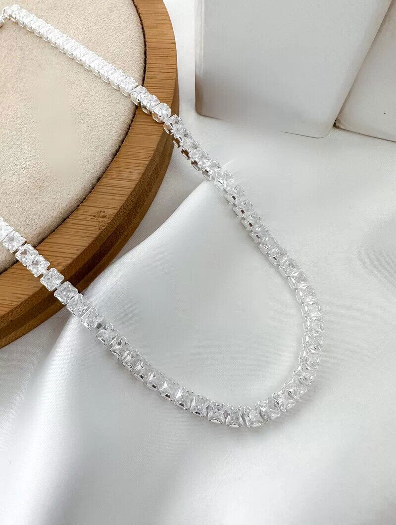 Colar Folheado a Ouro 18k e Prata Corrente de Zircônias