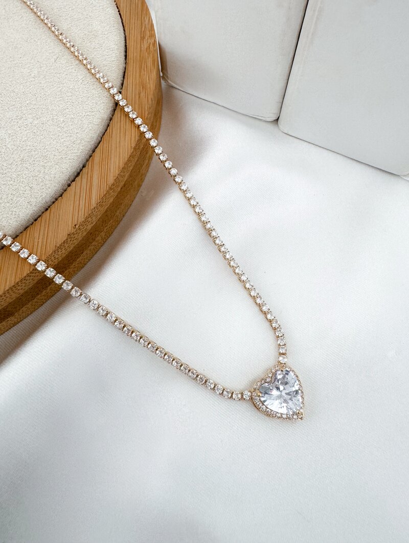 Colar Folheado a Ouro 18k e Prata Corrente de Zircônias