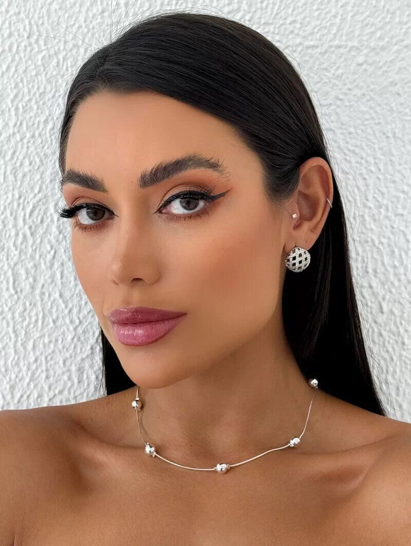 Colar Folheado a Ouro 18k e Prata Corrente Fina com Esferas Lisas