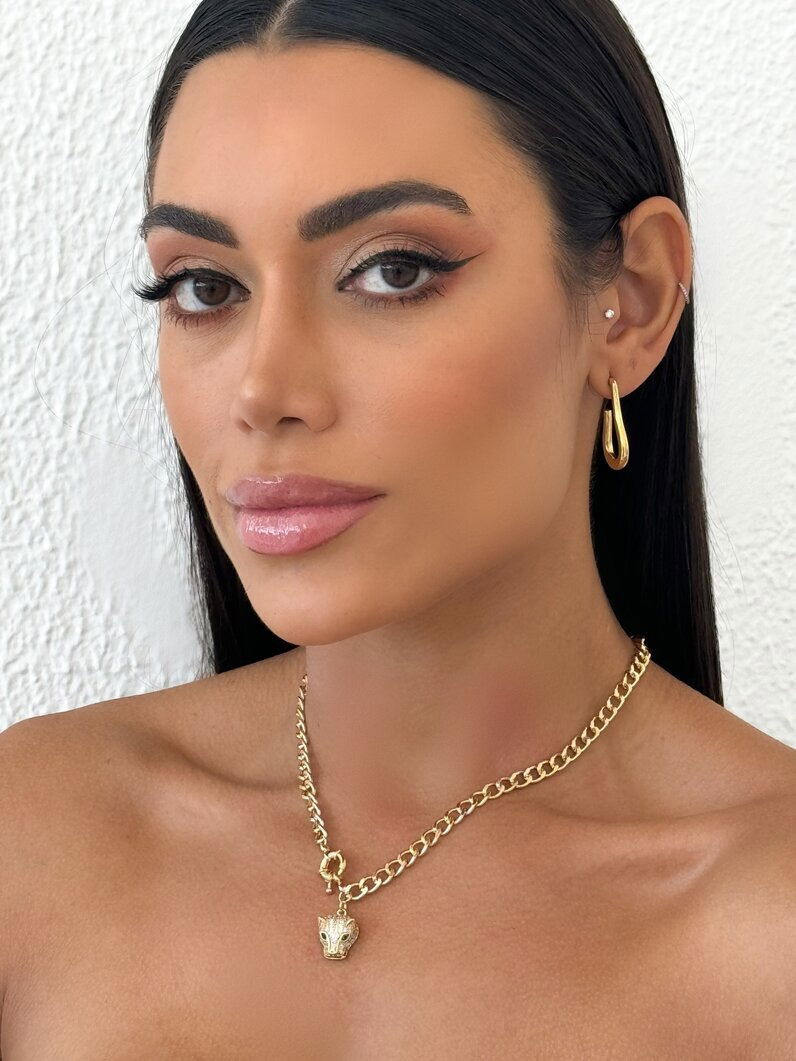 Colar Folheado a Ouro 18k e Prata Corrente Leopardo junto com fecho