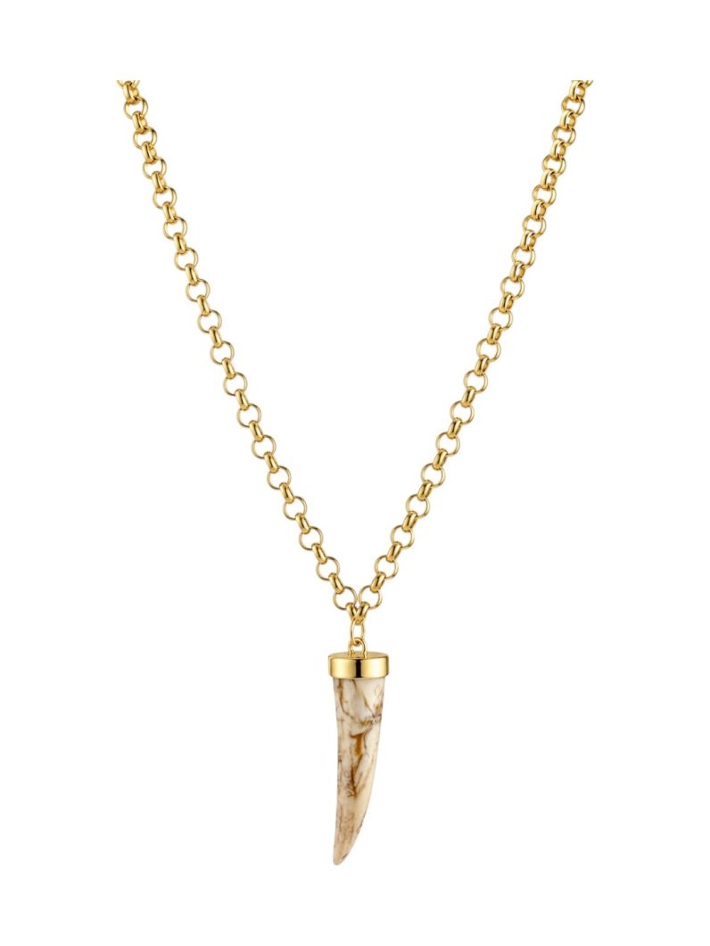 Colar Folheado a Ouro 18k e Prata Dente de Sabre Resinado