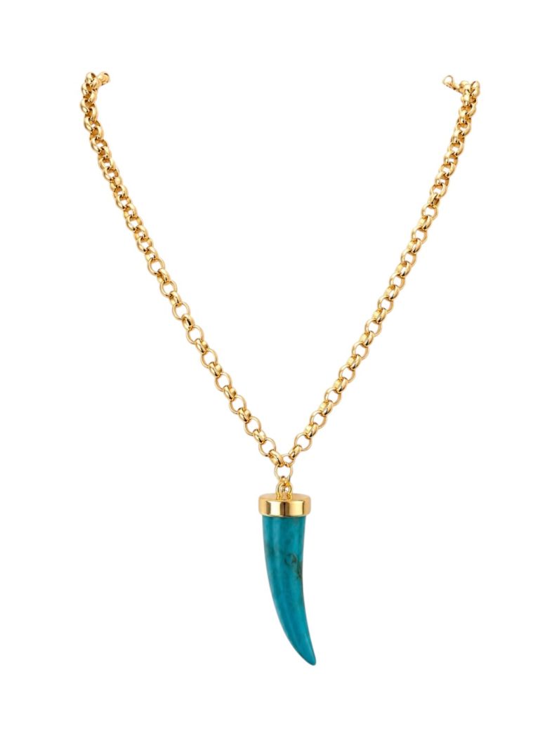 Colar Folheado a Ouro 18k e Prata Dente de Sabre Resinado