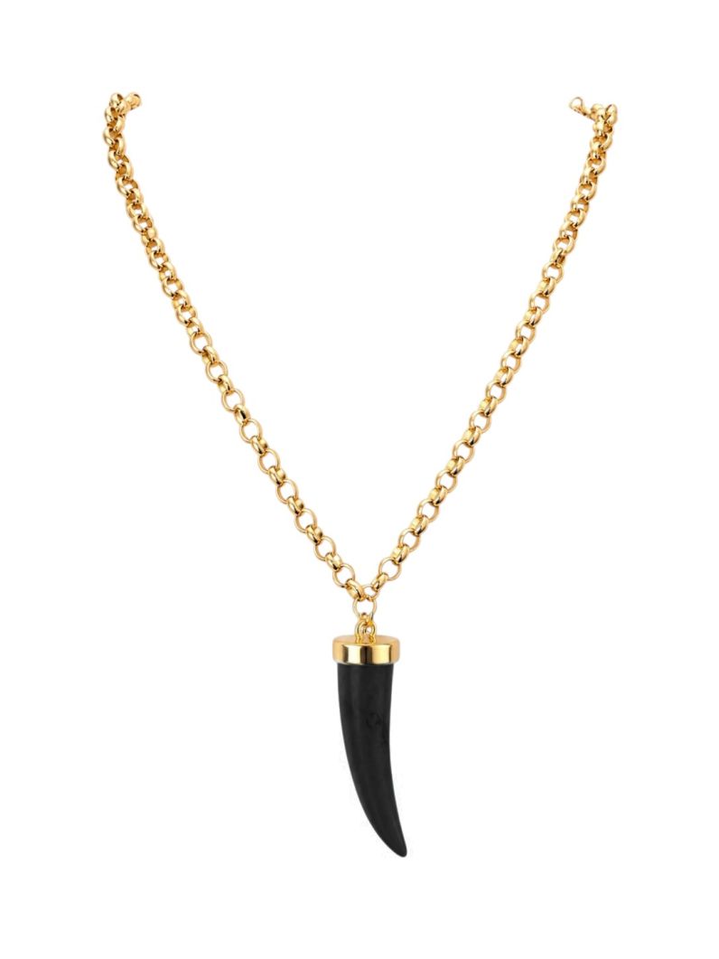Colar Folheado a Ouro 18k e Prata Dente de Sabre Resinado