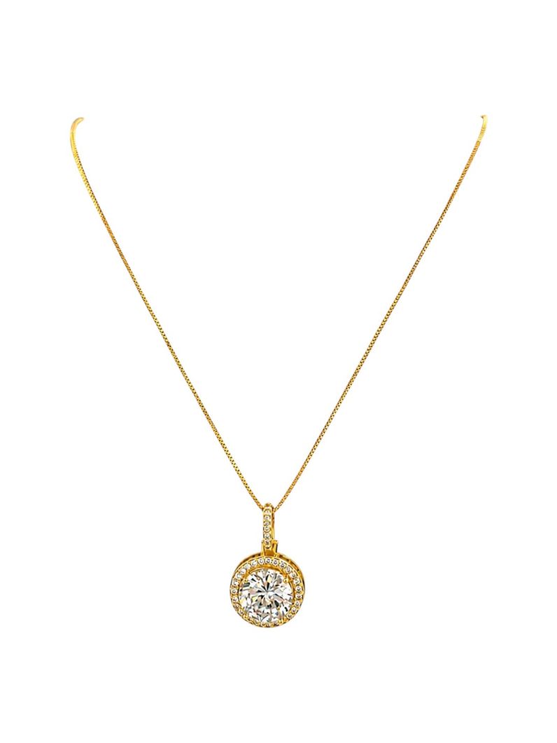 Colar Folheado a Ouro 18k e Prata Design Circulo Cravejado
